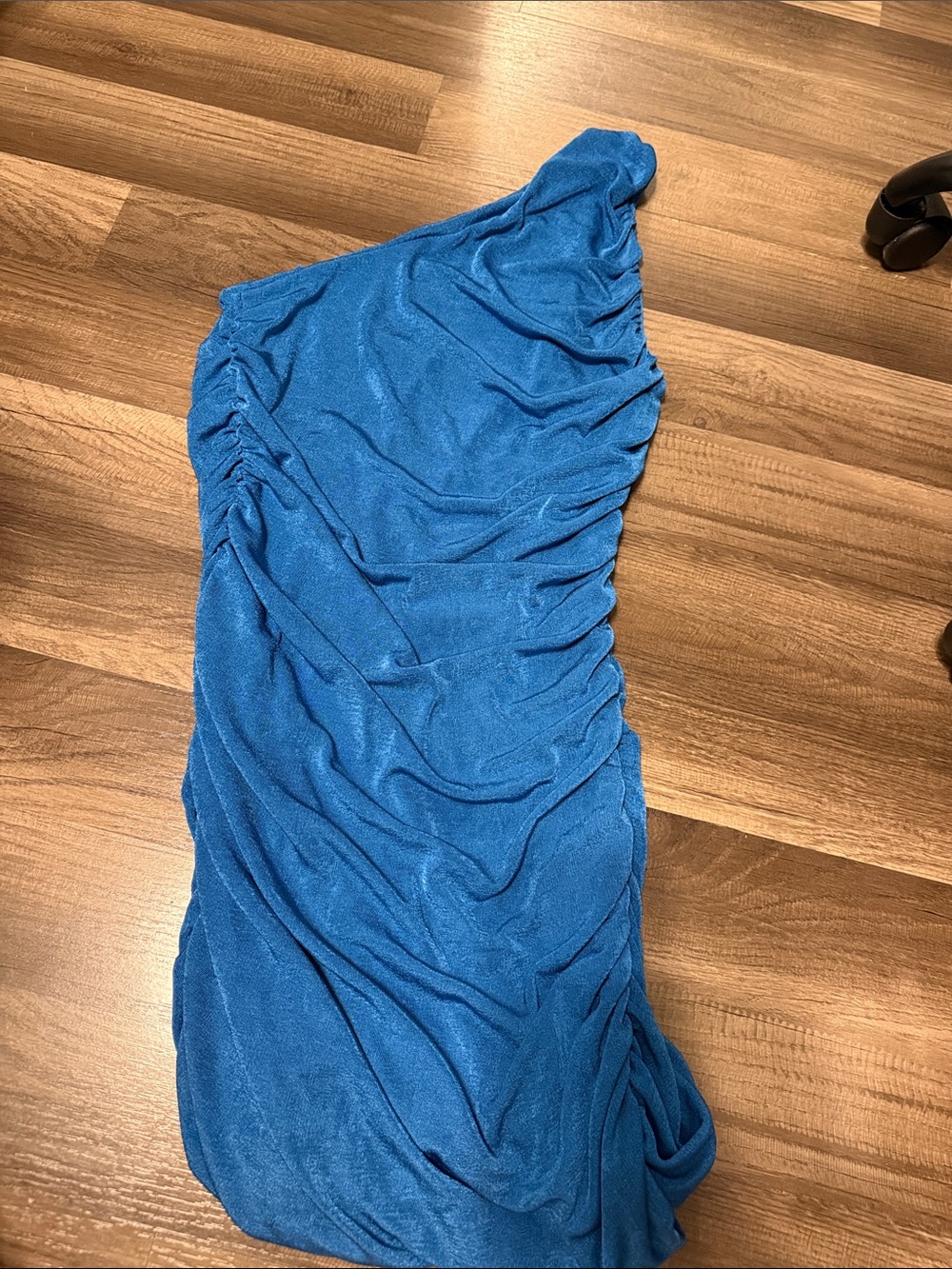 One-Shoulder Blue Ruched Women’s Dress